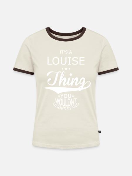 Louise - Frauen Kontrast-T-Shirt - Off-White/Dunkelbraun