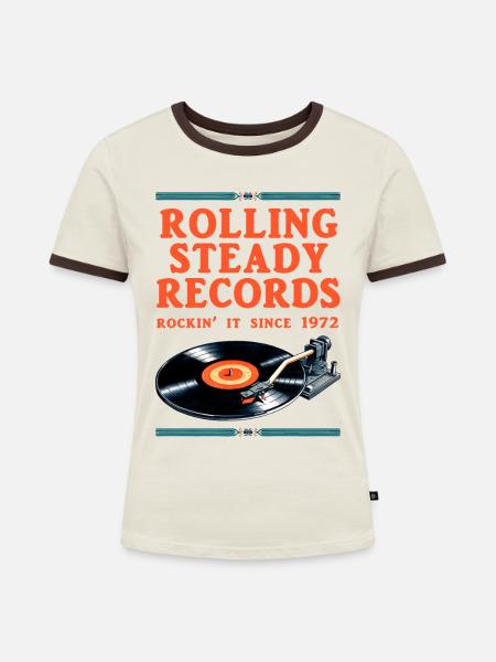 Stetig rollen - Frauen Kontrast-T-Shirt - Off-White/Dunkelbraun