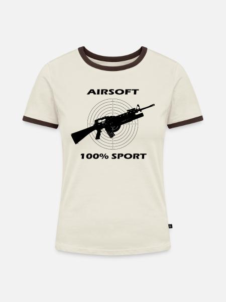 Airsoft - Frauen Kontrast-T-Shirt - Off-White/Dunkelbraun