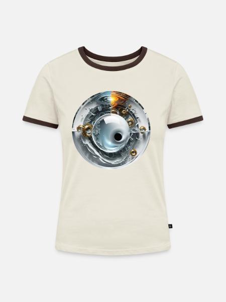 Elements - Frauen Kontrast-T-Shirt - Off-White/Dunkelbraun