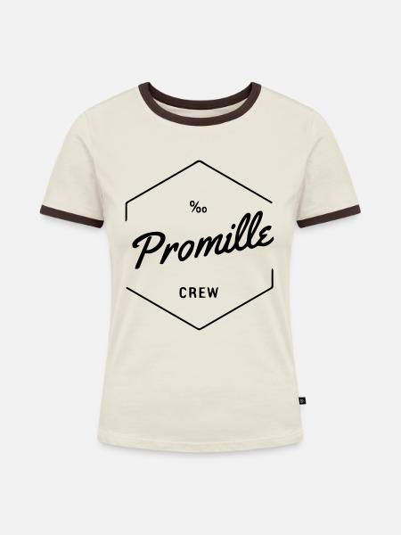 promille - Frauen Kontrast-T-Shirt - Off-White/Dunkelbraun