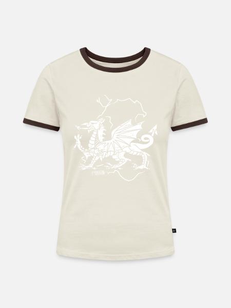 Rustikaler walisischer Drache - Frauen Kontrast-T-Shirt - Off-White/Dunkelbraun