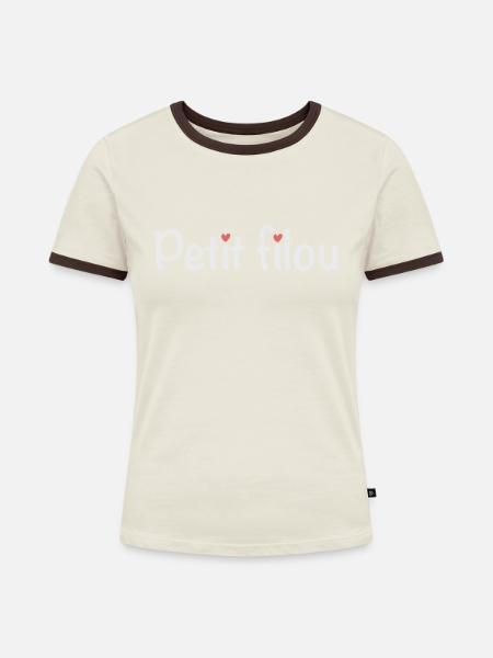 Kleiner Trickster - Lustiger Spitzname - Frauen Kontrast-T-Shirt - Off-White/Dunkelbraun
