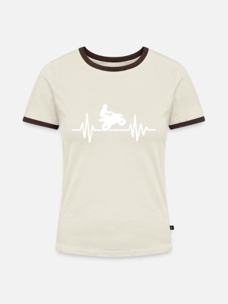 Quad - Frauen Kontrast-T-Shirt - Off-White/Dunkelbraun