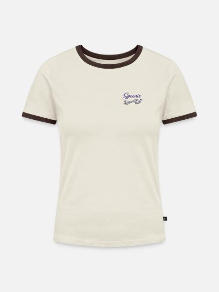 Spoonie - Frauen Kontrast-T-Shirt - Off-White/Dunkelbraun