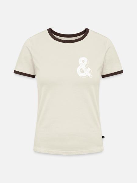 Et-Zeichen - Frauen Kontrast-T-Shirt - Off-White/Dunkelbraun