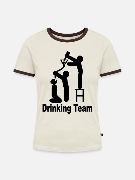 drinking team - Frauen Kontrast-T-Shirt - Off-White/Dunkelbraun