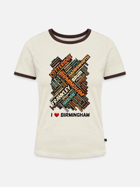 Birmingham - Frauen Kontrast-T-Shirt - Off-White/Dunkelbraun