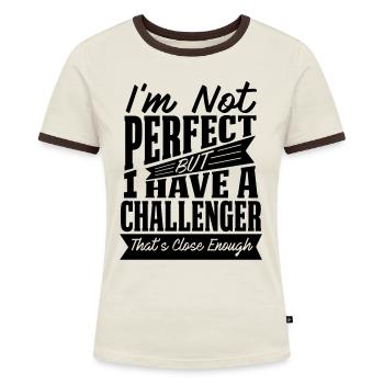PERFEKT MIT CHALLENGER - Frauen Kontrast-T-Shirt - Off-White/Dunkelbraun - Vorne - AI Model Female 172 dark (172cm)