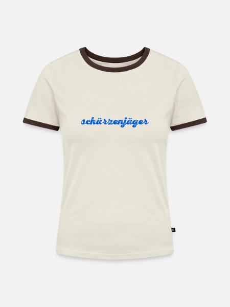 ich bin ein Frauenheld - Frauen Kontrast-T-Shirt - Off-White/Dunkelbraun