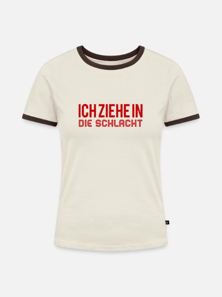 die Schlacht wartet - Frauen Kontrast-T-Shirt - Off-White/Dunkelbraun
