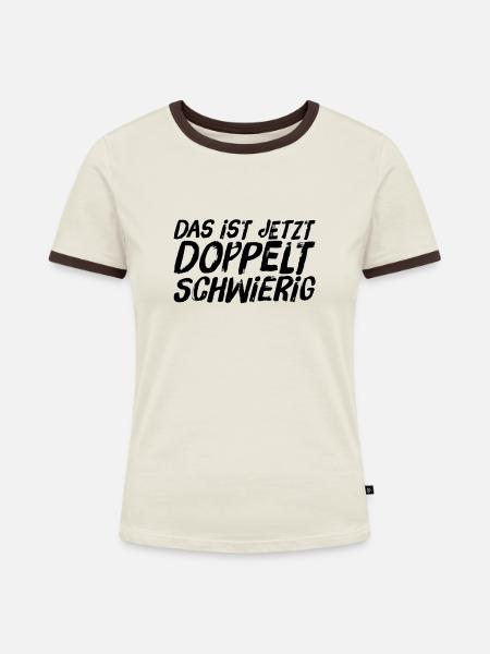 höhere Schwierigkeit - Frauen Kontrast-T-Shirt - Off-White/Dunkelbraun