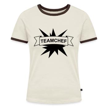 Team Teamchef - Frauen Kontrast-T-Shirt - Off-White/Dunkelbraun - Vorne - AI Model Female 172 dark (172cm)