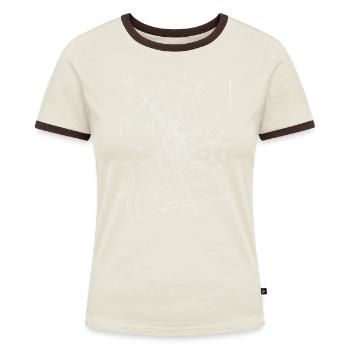 Minimaler Erfurter Stadtplan und Straßen - Frauen Kontrast-T-Shirt - Off-White/Dunkelbraun - Vorne - AI Model Female 172 dark (172cm)