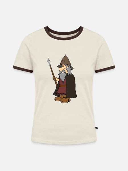 Odin der Wikinger - Frauen Kontrast-T-Shirt - Off-White/Dunkelbraun