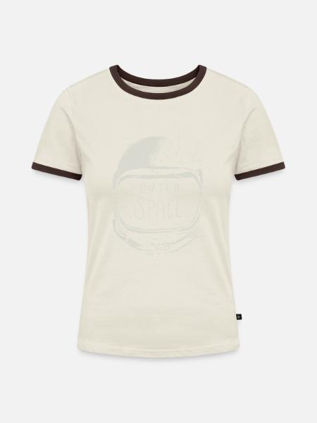 Outer Space - Frauen Kontrast-T-Shirt - Off-White/Dunkelbraun