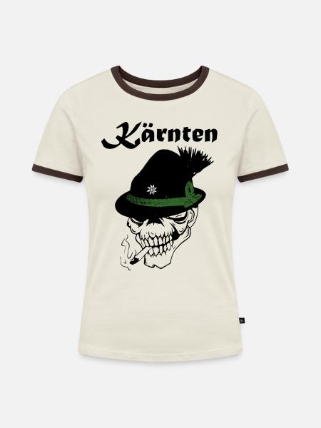 Kärnten - Frauen Kontrast-T-Shirt - Off-White/Dunkelbraun