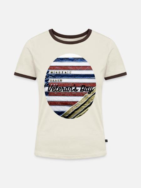 Veteranen, Veteranen, Waffenstillstand. - Frauen Kontrast-T-Shirt - Off-White/Dunkelbraun