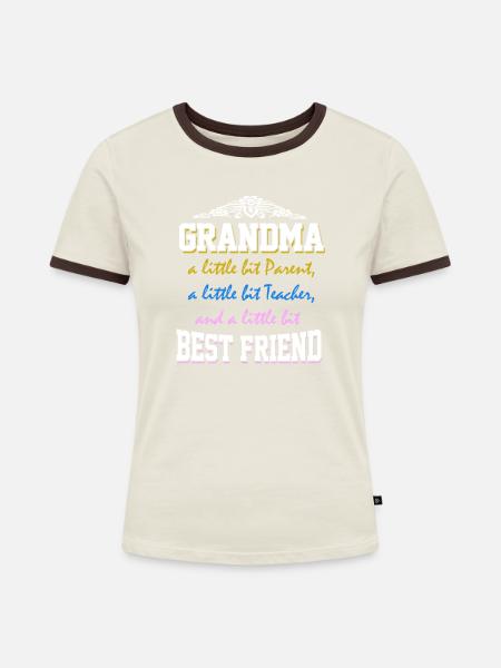 Grandma - Frauen Kontrast-T-Shirt - Off-White/Dunkelbraun