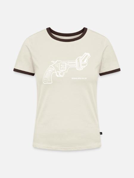NON-VIOLANCE (white) - Frauen Kontrast-T-Shirt - Off-White/Dunkelbraun
