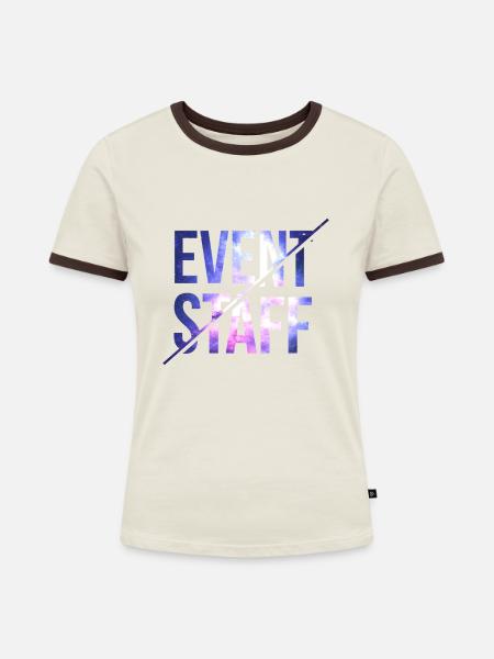 Event Staff - Frauen Kontrast-T-Shirt - Off-White/Dunkelbraun