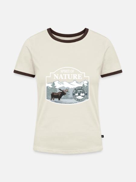 Elch British Columbia - Frauen Kontrast-T-Shirt - Off-White/Dunkelbraun