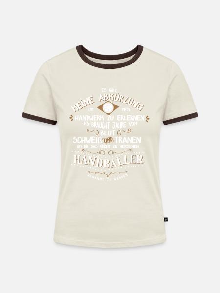 Abkürzung Handballer - Frauen Kontrast-T-Shirt - Off-White/Dunkelbraun