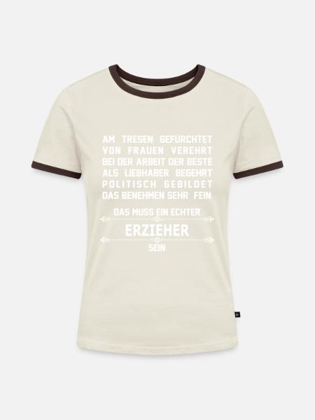 erzieher - Frauen Kontrast-T-Shirt - Off-White/Dunkelbraun