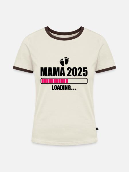 Mama 2025 - Frauen Kontrast-T-Shirt - Off-White/Dunkelbraun