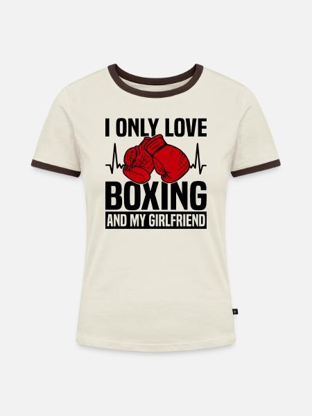 Boxer Boxhandschuhe Boxkampf Kampfsport - Frauen Kontrast-T-Shirt - Off-White/Dunkelbraun