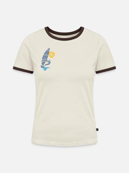 Tribal windsurfing - Frauen Kontrast-T-Shirt - Off-White/Dunkelbraun