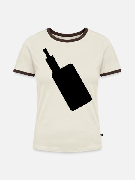 Vape / E-Zigarette - Frauen Kontrast-T-Shirt - Off-White/Dunkelbraun