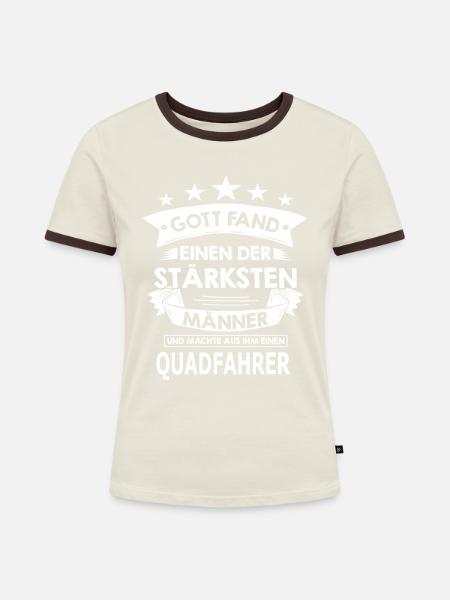 quadfahrer - Frauen Kontrast-T-Shirt - Off-White/Dunkelbraun