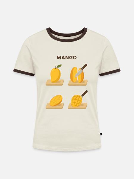 Mango Frucht lecker Geschenk - Frauen Kontrast-T-Shirt - Off-White/Dunkelbraun