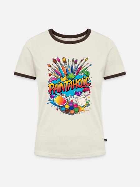 Maler malen Kind Geschenk - Frauen Kontrast-T-Shirt - Off-White/Dunkelbraun