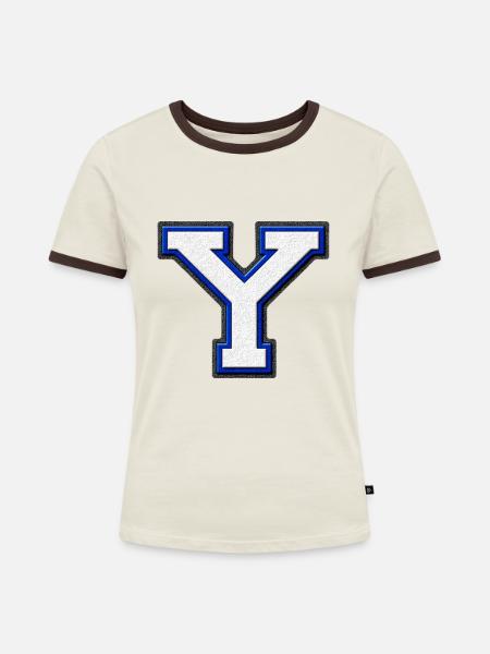 Varsity Y Yale - Frauen Kontrast-T-Shirt - Off-White/Dunkelbraun