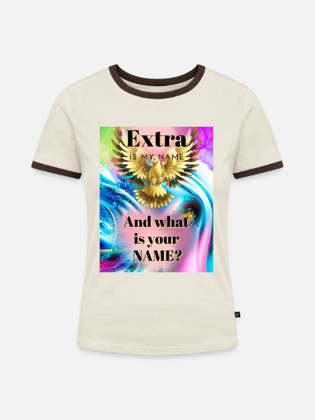 EXTRA Design - Frauen Kontrast-T-Shirt - Off-White/Dunkelbraun