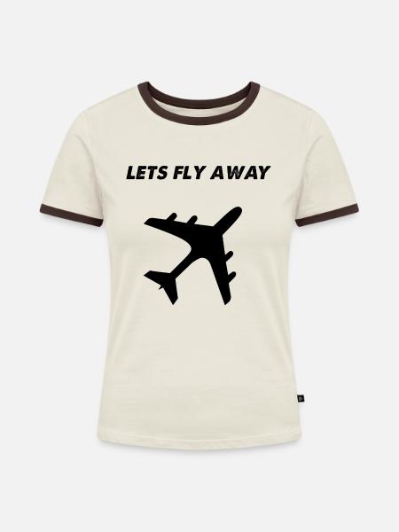 Lass uns weg fliegen - Frauen Kontrast-T-Shirt - Off-White/Dunkelbraun