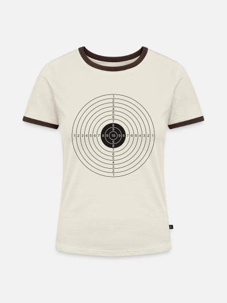 Zielscheibe - Frauen Kontrast-T-Shirt - Off-White/Dunkelbraun