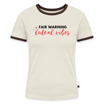 Luteale Vibes - Frauen Kontrast-T-Shirt - Off-White/Dunkelbraun - Vorne - AI Model Female 172 dark (172cm)