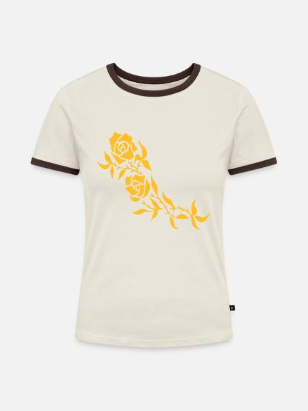 Rose - Frauen Kontrast-T-Shirt - Off-White/Dunkelbraun