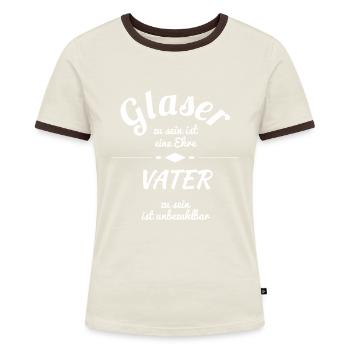 Glaser - Frauen Kontrast-T-Shirt - Off-White/Dunkelbraun - Vorne - AI Model Female 172 dark (172cm)