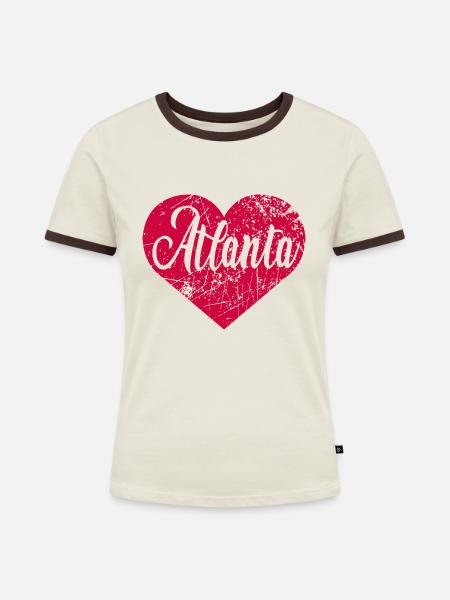 Atlanta Herz - Frauen Kontrast-T-Shirt - Off-White/Dunkelbraun