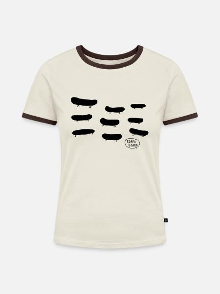 boards-boards-boards bored - Frauen Kontrast-T-Shirt - Off-White/Dunkelbraun