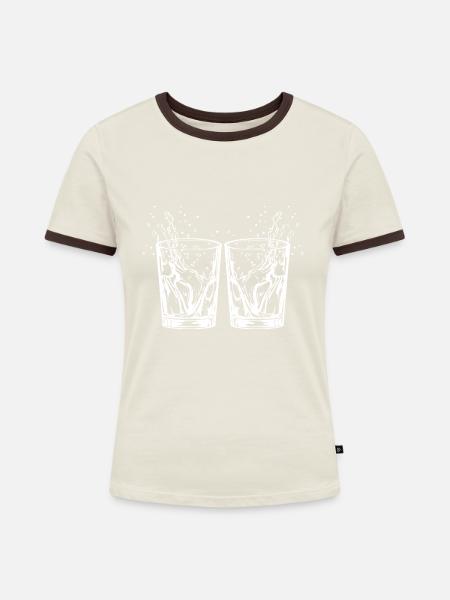Tequila Drink - Frauen Kontrast-T-Shirt - Off-White/Dunkelbraun