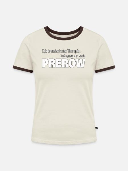Therapie PREROW - Frauen Kontrast-T-Shirt - Off-White/Dunkelbraun