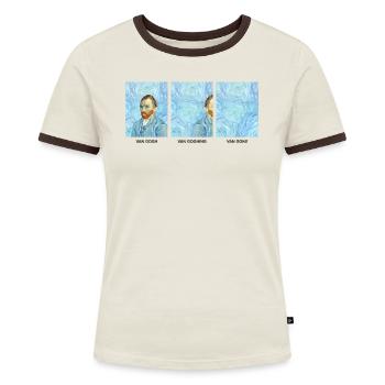 Sarkasmus Van Gogh Wortspiel Geschenk - Frauen Kontrast-T-Shirt - Off-White/Dunkelbraun - Vorne - AI Model Female 172 dark (172cm)