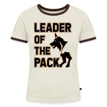 Leader of the Pack - Frauen Kontrast-T-Shirt - Off-White/Dunkelbraun - Vorne - AI Model Female 172 dark (172cm)