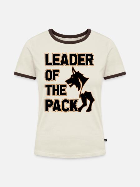 Leader of the Pack - Frauen Kontrast-T-Shirt - Off-White/Dunkelbraun