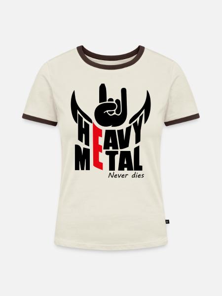Schwermetall - Frauen Kontrast-T-Shirt - Off-White/Dunkelbraun
